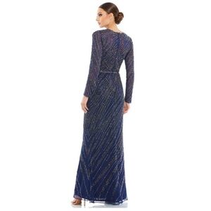 Mac Duggal Navy Long Sleeve Gown